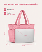 Puffy Tote Çanta | Hafif, Kabarık, Kapitone, Omuz Çanta