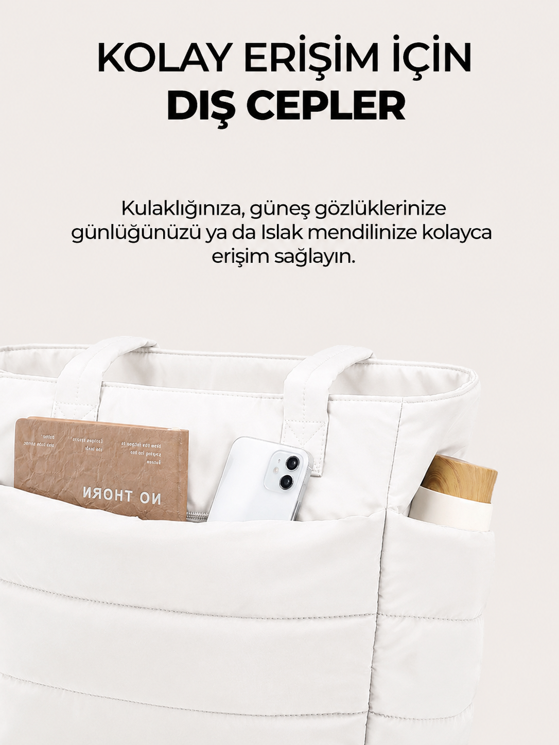 Puffy Tote Çanta | Hafif, Kabarık, Kapitone, Omuz Çanta
