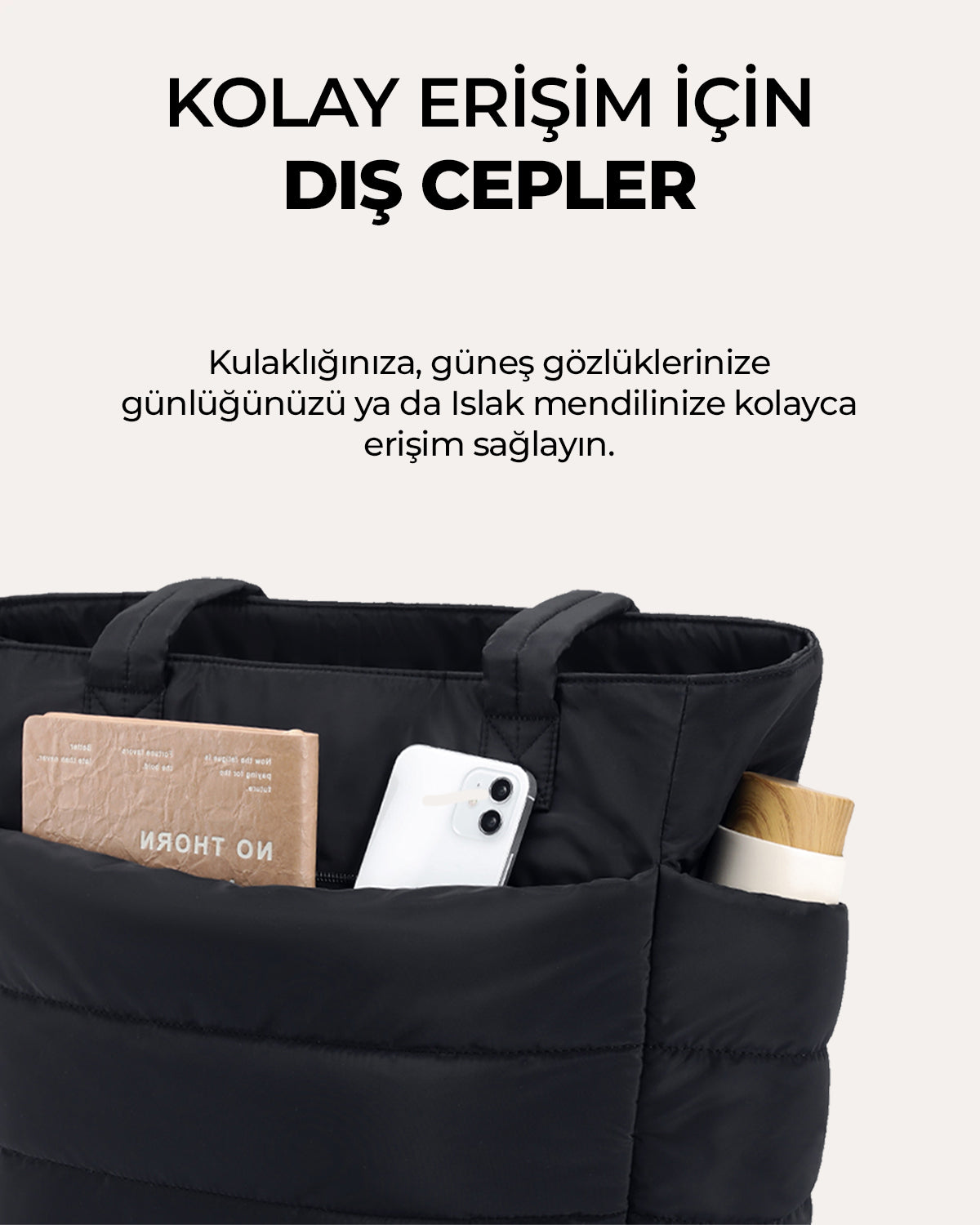 Puffy Tote Çanta | Hafif, Kabarık, Kapitone, Omuz Çanta
