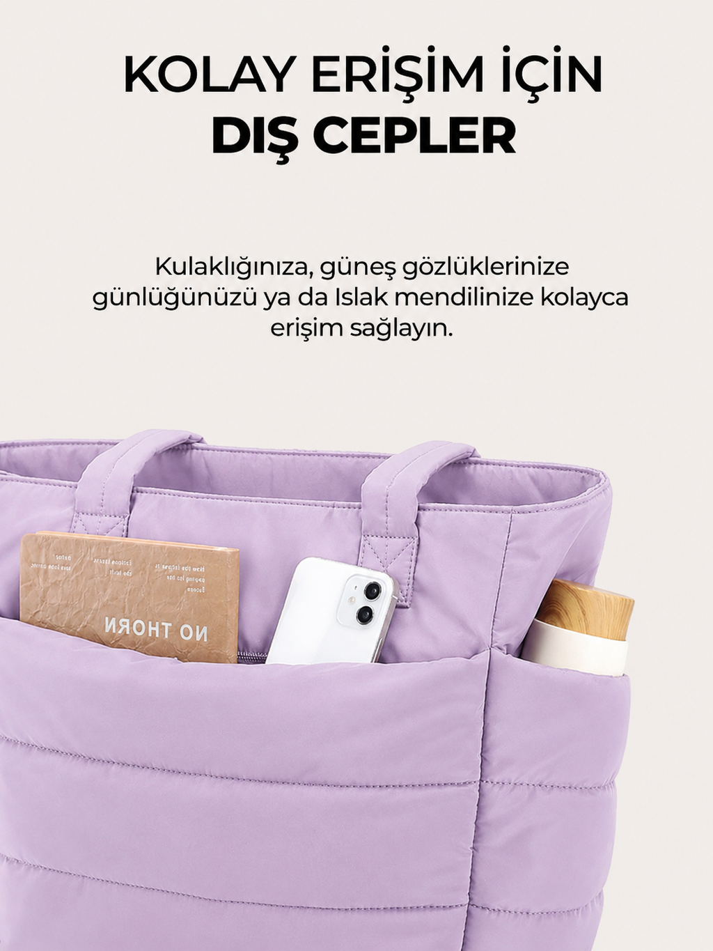 Puffy Tote Çanta | Hafif, Kabarık, Kapitone, Omuz Çanta