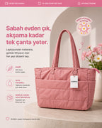 Puffy Tote Çanta | Hafif, Kabarık, Kapitone, Omuz Çanta