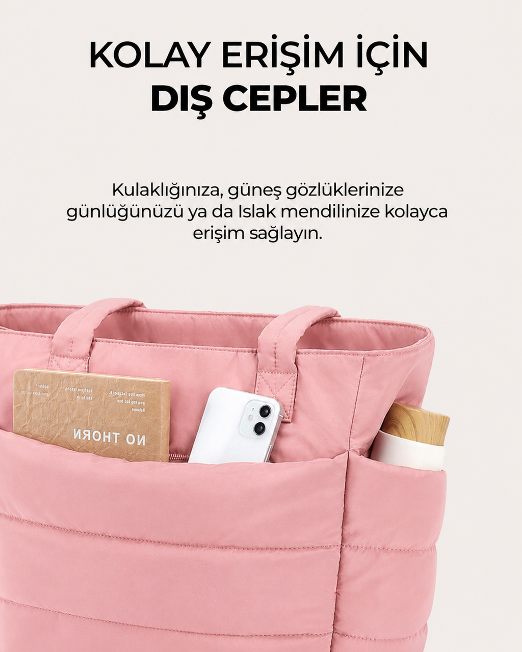 Puffy Tote Çanta | Hafif, Kabarık, Kapitone, Omuz Çanta