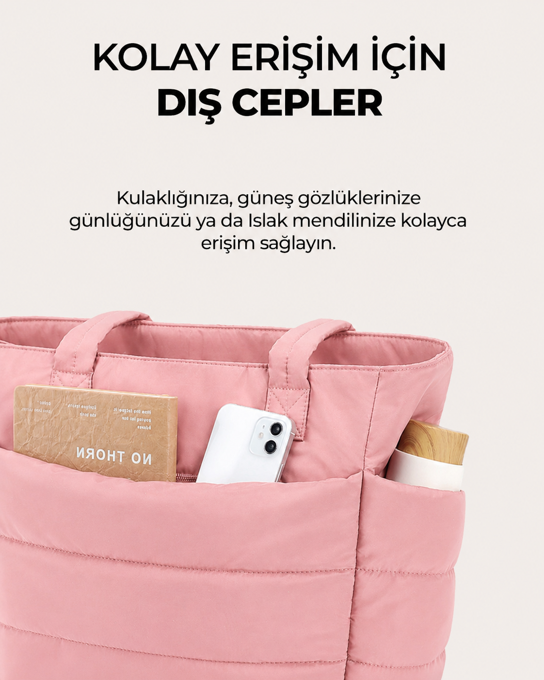 Puffy Tote Çanta | Hafif, Kabarık, Kapitone, Omuz Çanta