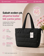 Puffy Tote Çanta | Hafif, Kabarık, Kapitone, Omuz Çanta