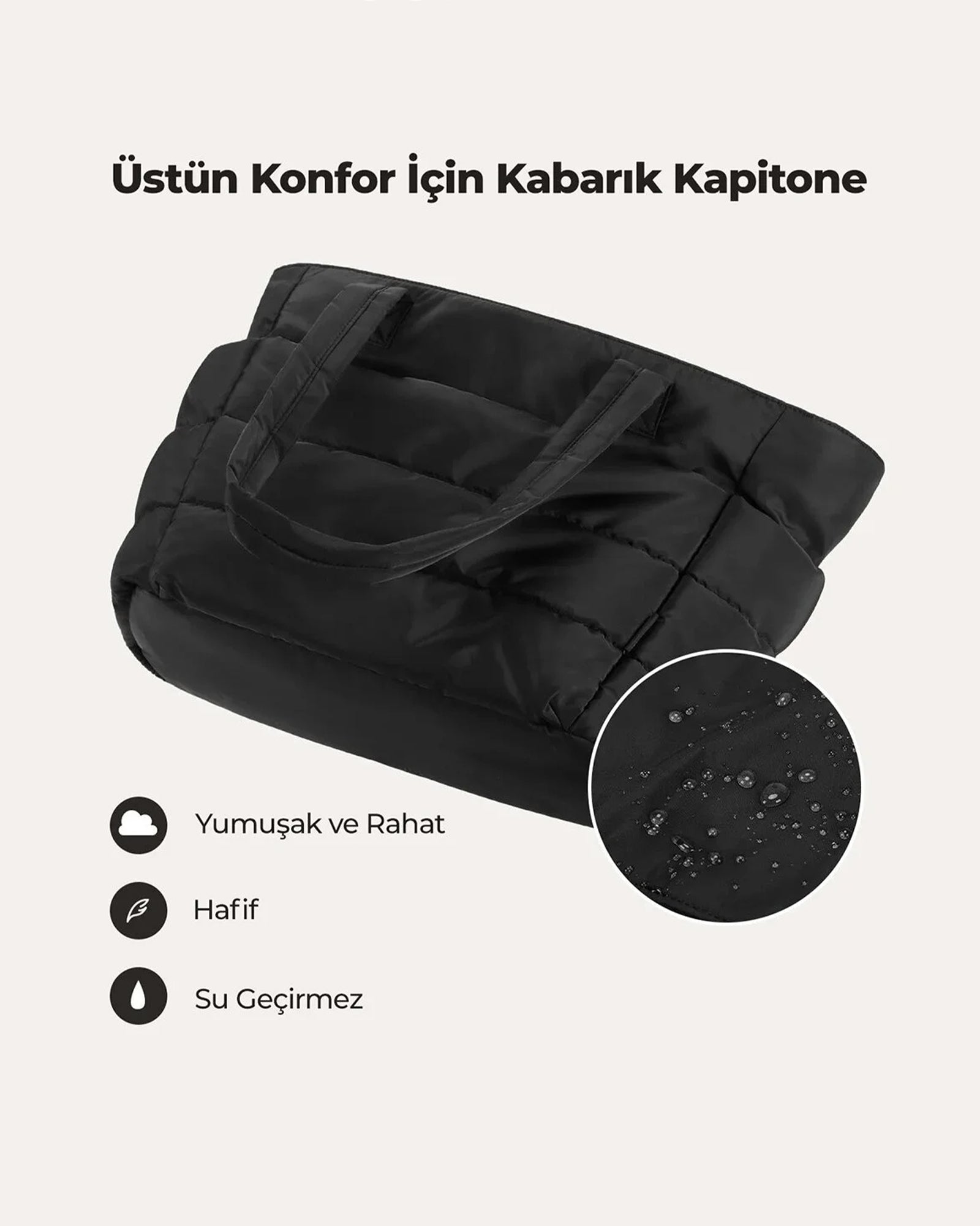 Puffy Tote Çanta | Hafif, Kabarık, Kapitone, Omuz Çanta