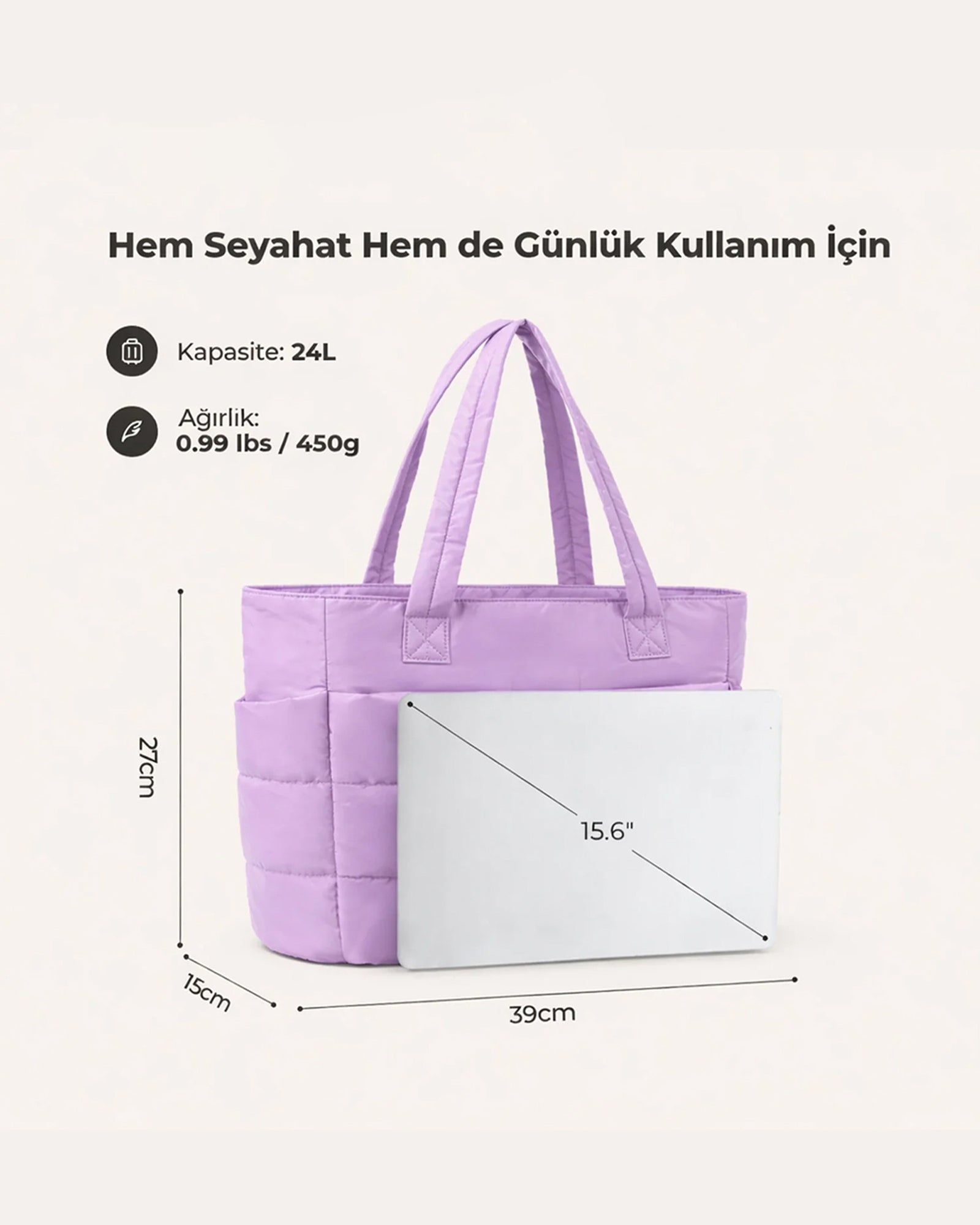 Puffy Tote Çanta | Hafif, Kabarık, Kapitone, Omuz Çanta