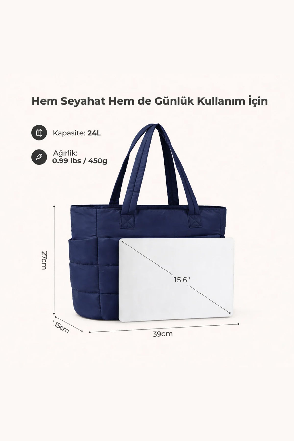 Puffy Tote Çanta | Hafif, Kabarık, Kapitone, Omuz Çanta